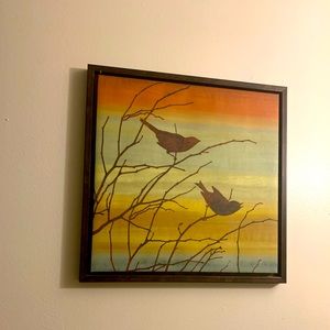 Wood Framed Canvas Print with Birds